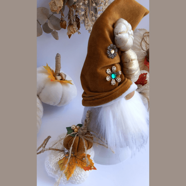 tomte aux citrouilles, gnome d'automne, cadeau spécial