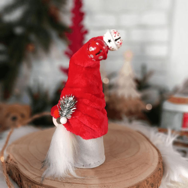 Tomte lutin père Noël aux grelots rouge et blanc