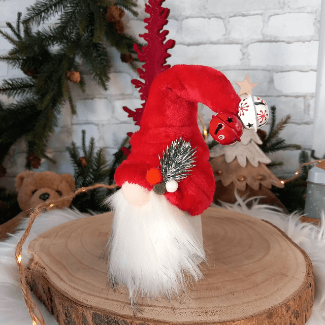 Tomte lutin père Noël aux grelots rouge et blanc