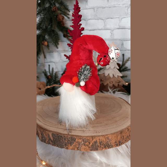 Tomte lutin père Noël aux grelots rouge et blanc