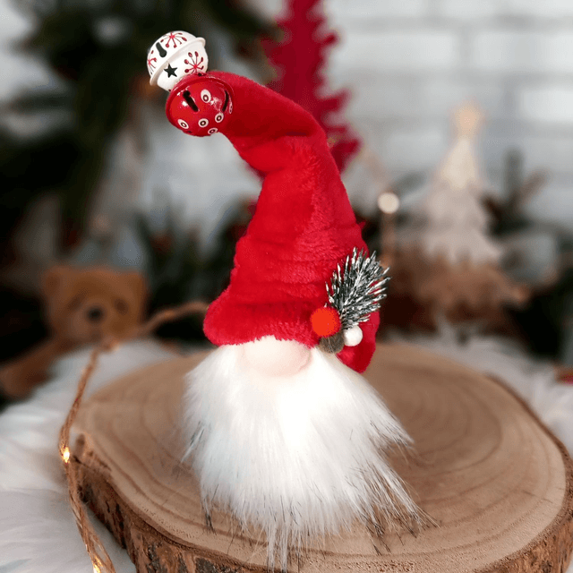 Tomte lutin père Noël aux grelots rouge et blanc